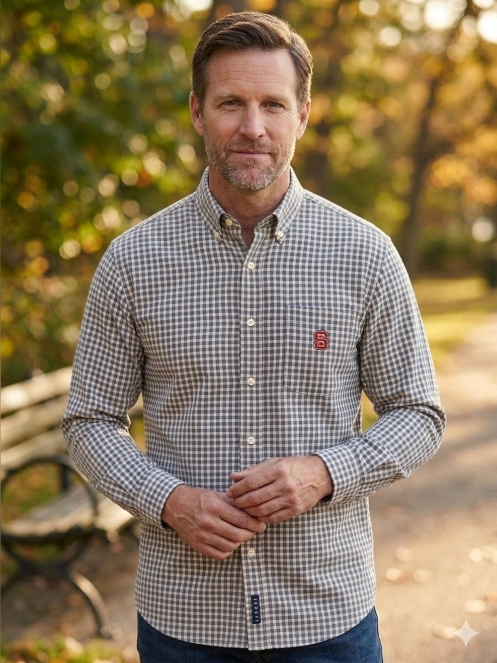 NC State Classic Checkered Button Down Shirt - Red and White by Crable